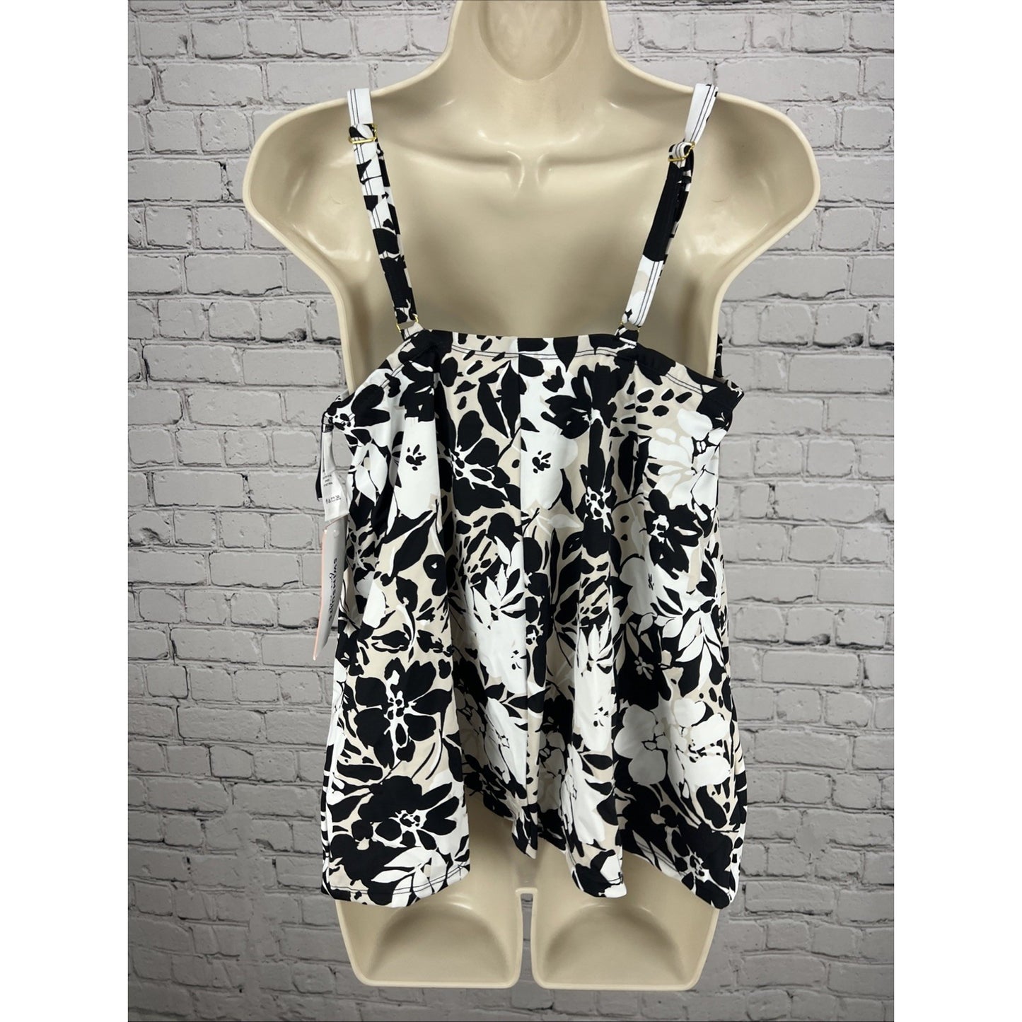 NWD Swimsuits For All Black Tan Floral Tankini Swim Top Underwire 36D
