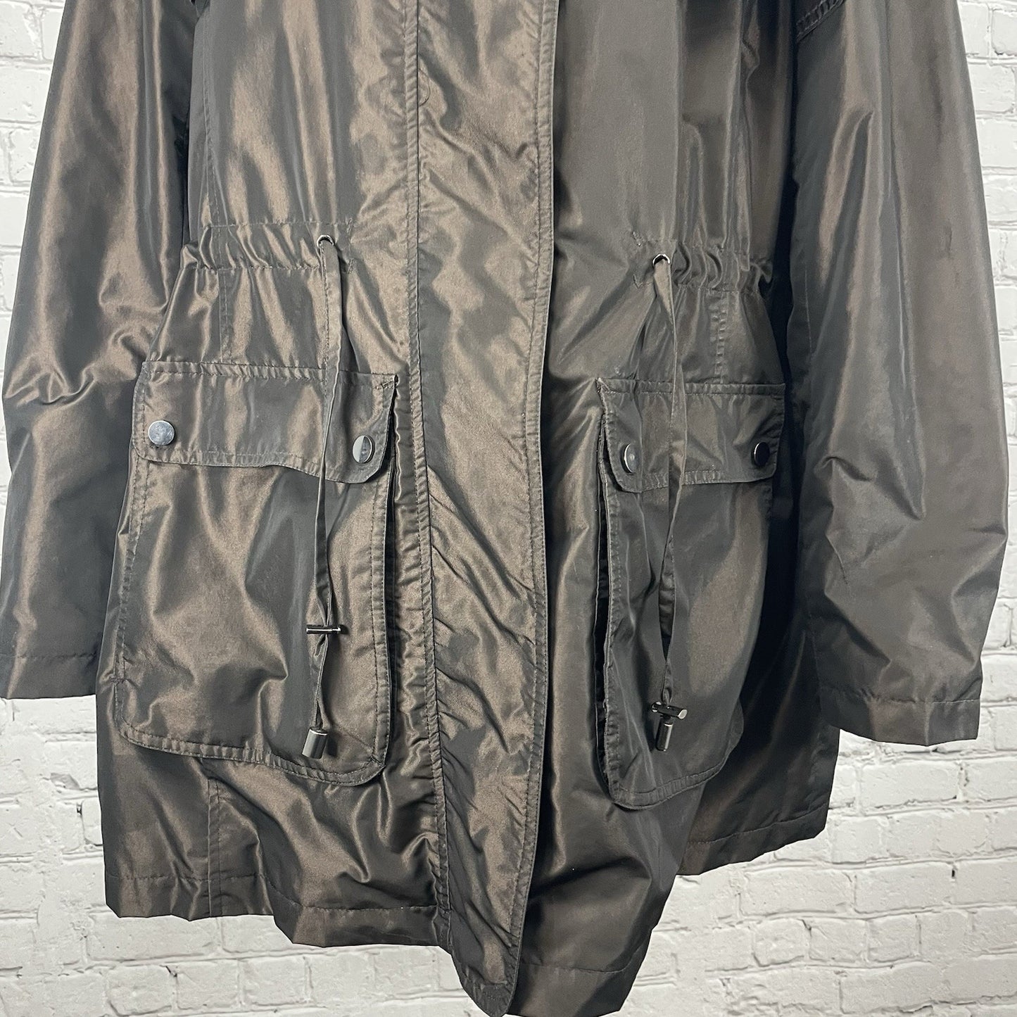 Kristen Blake Brown Removable Faux Fur Collar & Hood Insulated Jacket Size XL