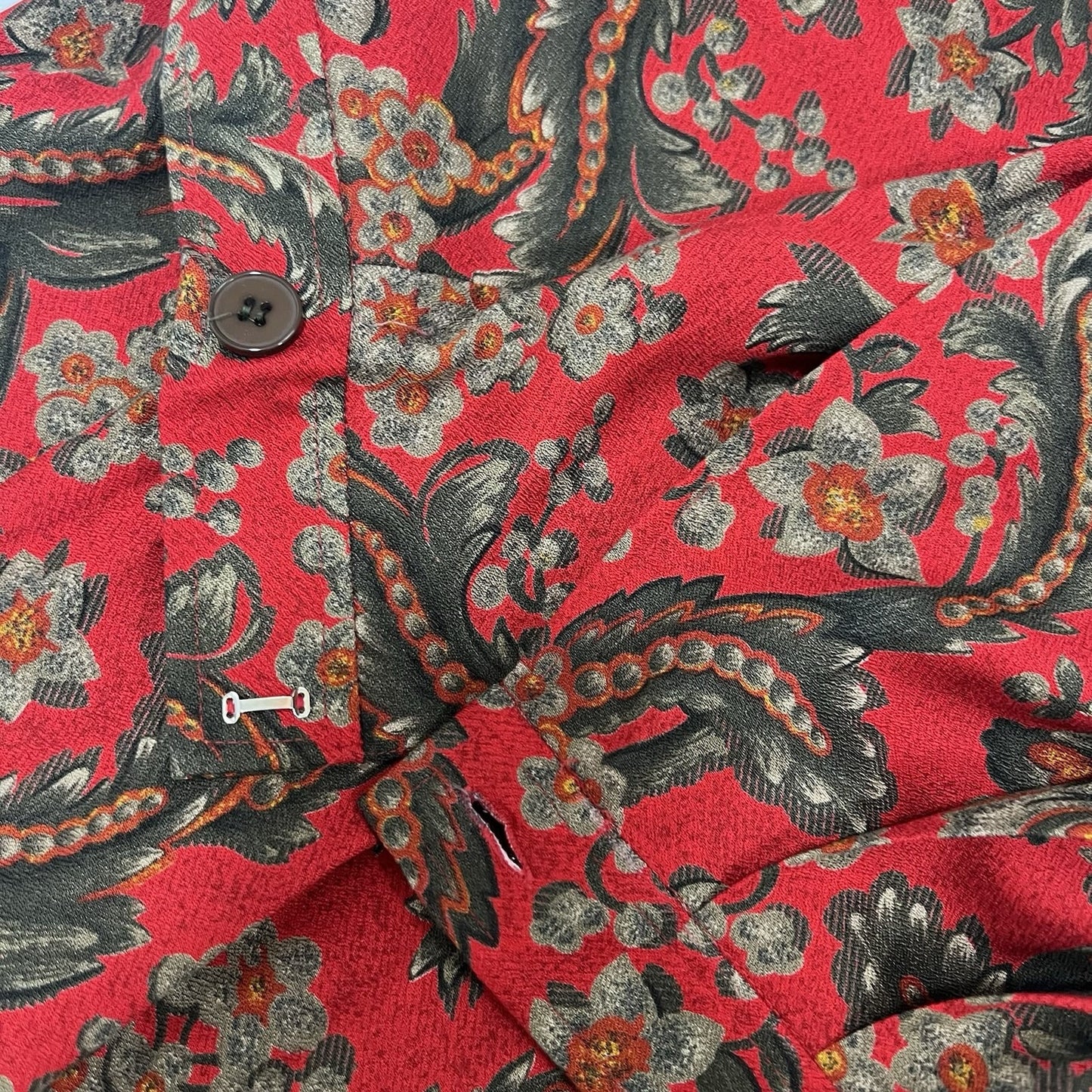 VTG Evan Picone Red Floral 2 Piece Skirt Suit Midi Pleated Full Skirt Blazer 12