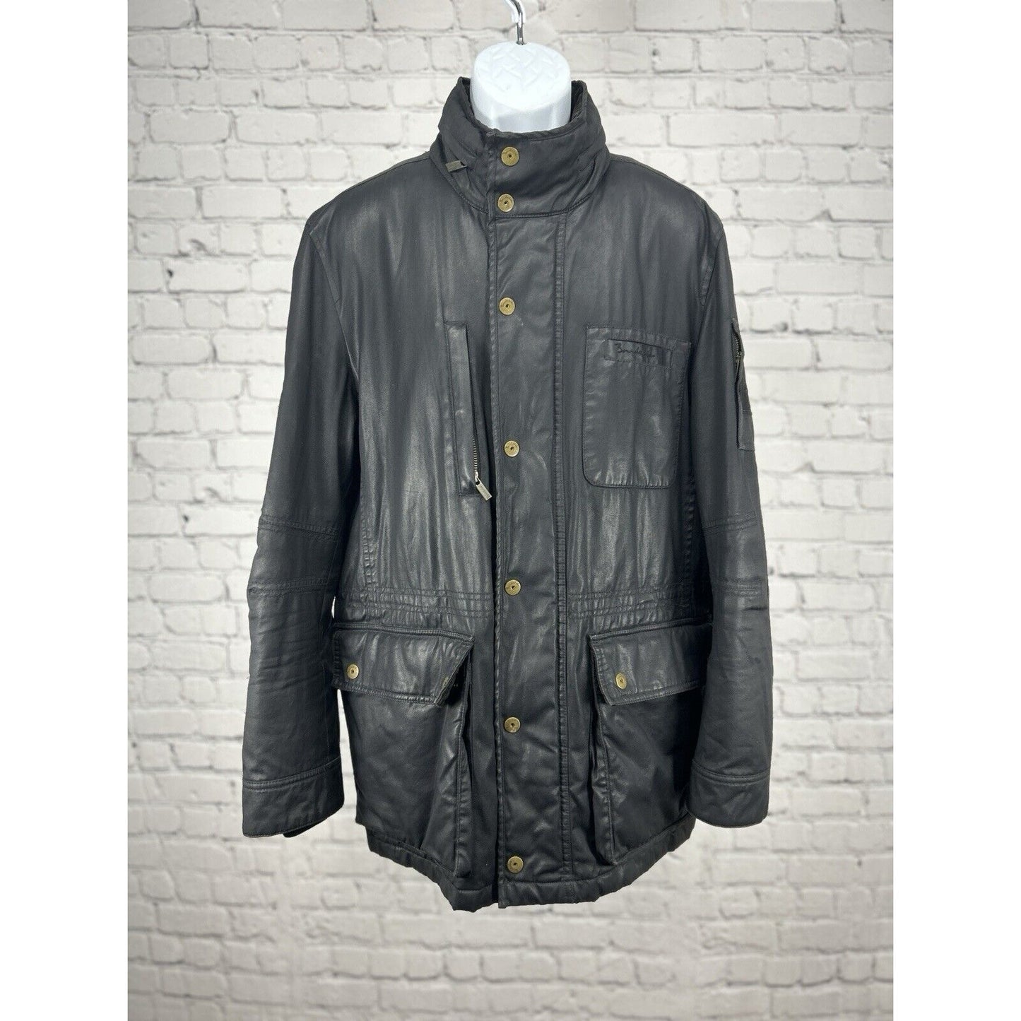 Bondelid Black Long Sleeve Hooded Adjustable Waist Heavy Jacket Size Large L