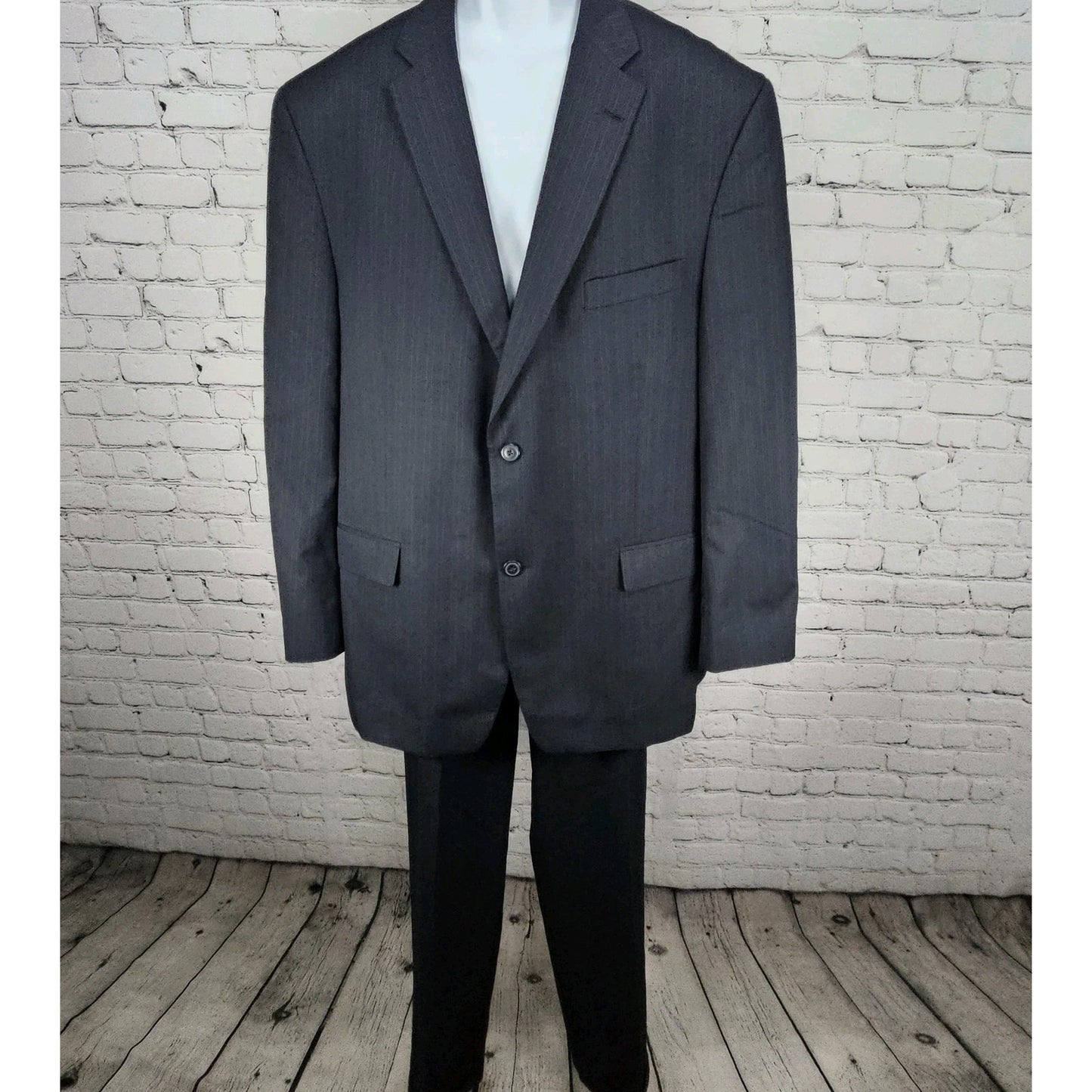 Haggar Navy Suit Up System 2 Button Notch Vented Full 2 Piece Set 46L (36x32)