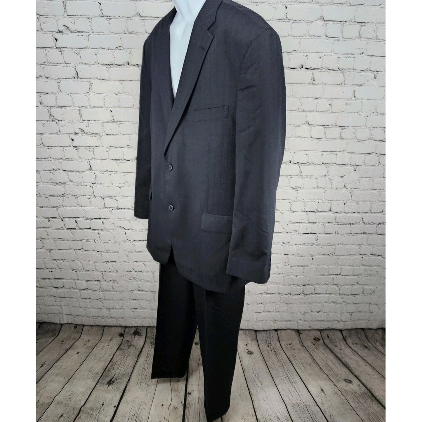 Haggar Navy Suit Up System 2 Button Notch Vented Full 2 Piece Set 46L (36x32)
