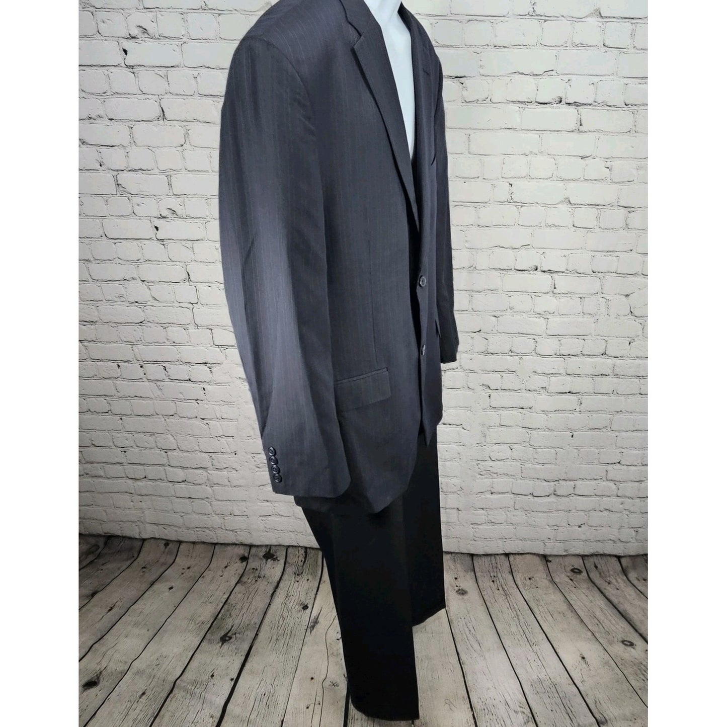 Haggar Navy Suit Up System 2 Button Notch Vented Full 2 Piece Set 46L (36x32)