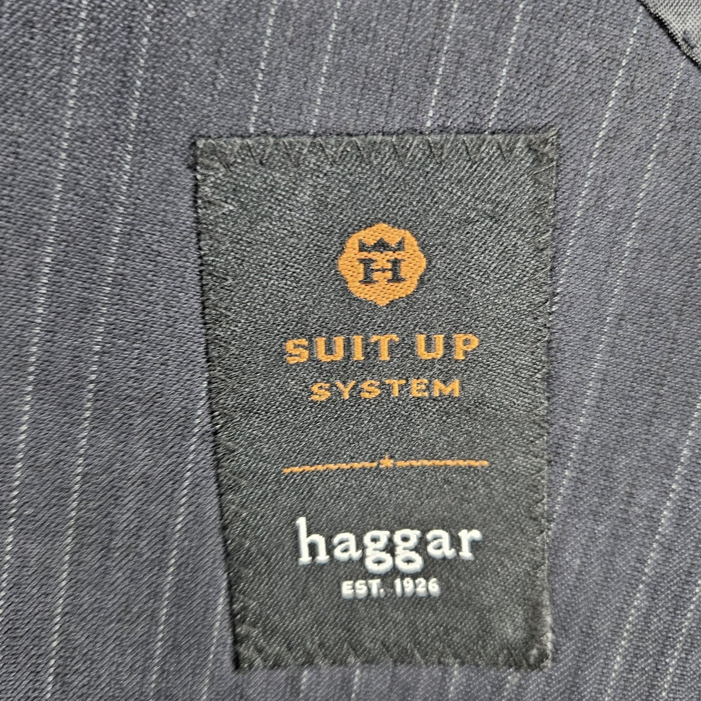 Haggar Navy Suit Up System 2 Button Notch Vented Full 2 Piece Set 46L (36x32)
