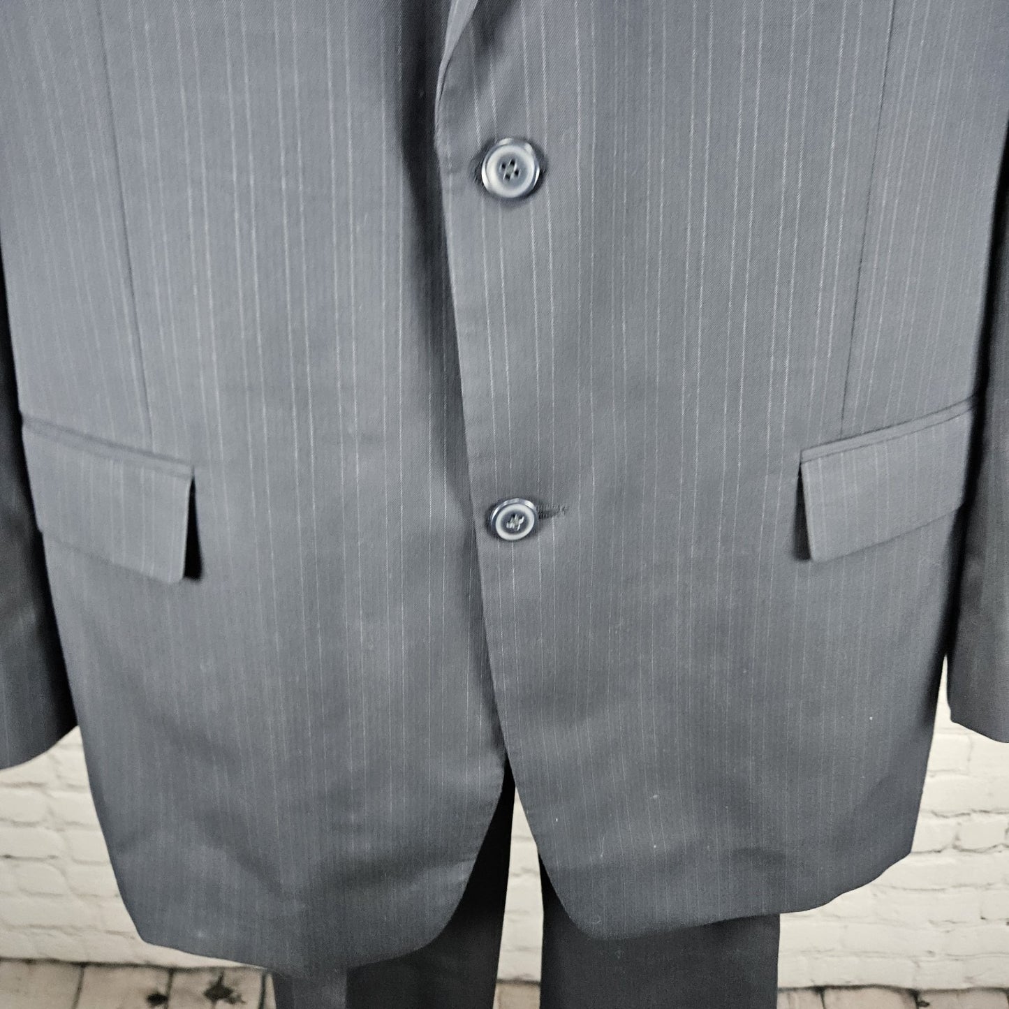 Haggar Navy Suit Up System 2 Button Notch Vented Full 2 Piece Set 46L (36x32)