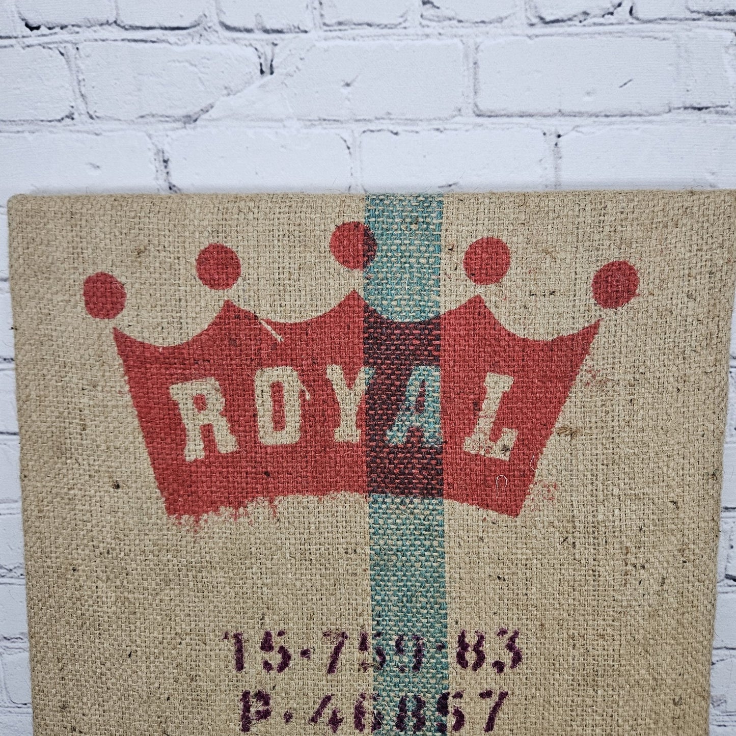 Royal Coffee Authentic Burlap Sack Wrapped Canvas Wood Framed Art 24x18