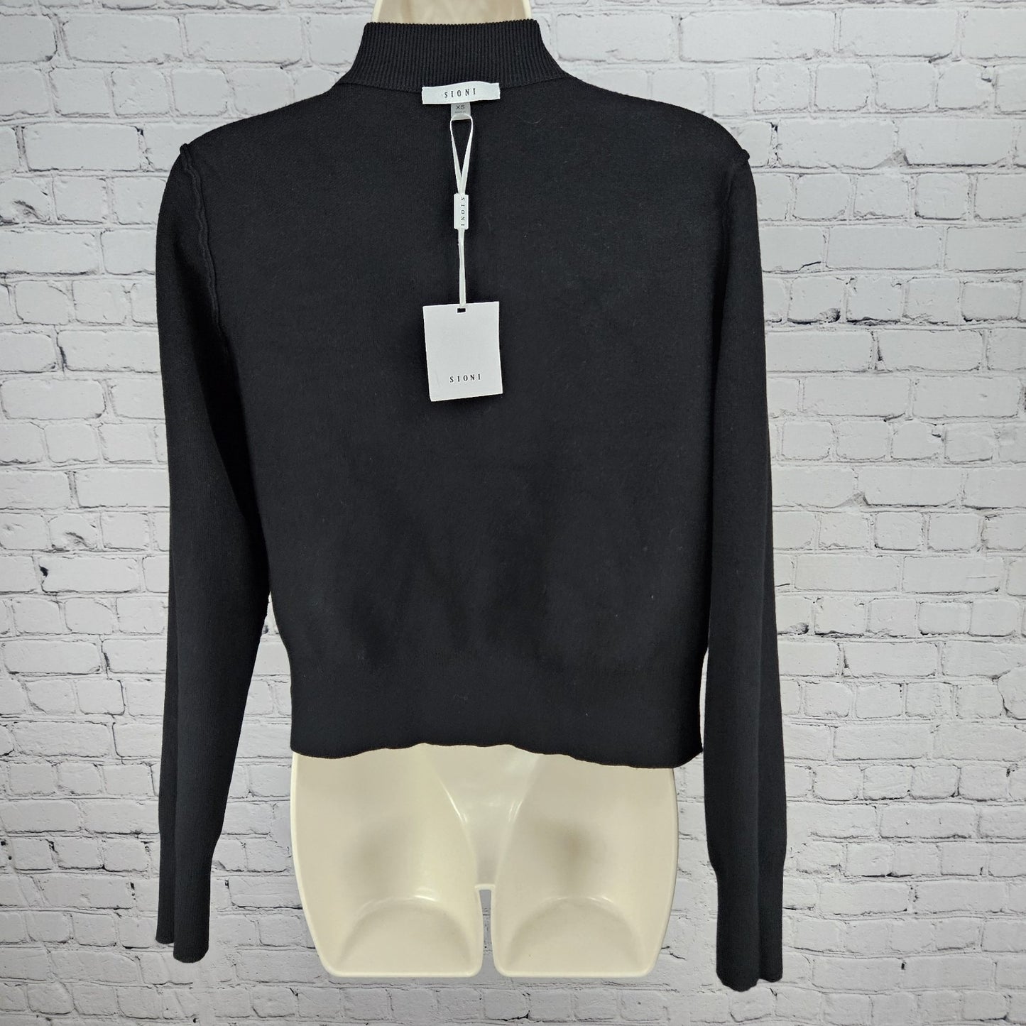 NWT Sioni Black Faux Leather Front Gold Zip Knit Unlined Lightweight Jacket XS