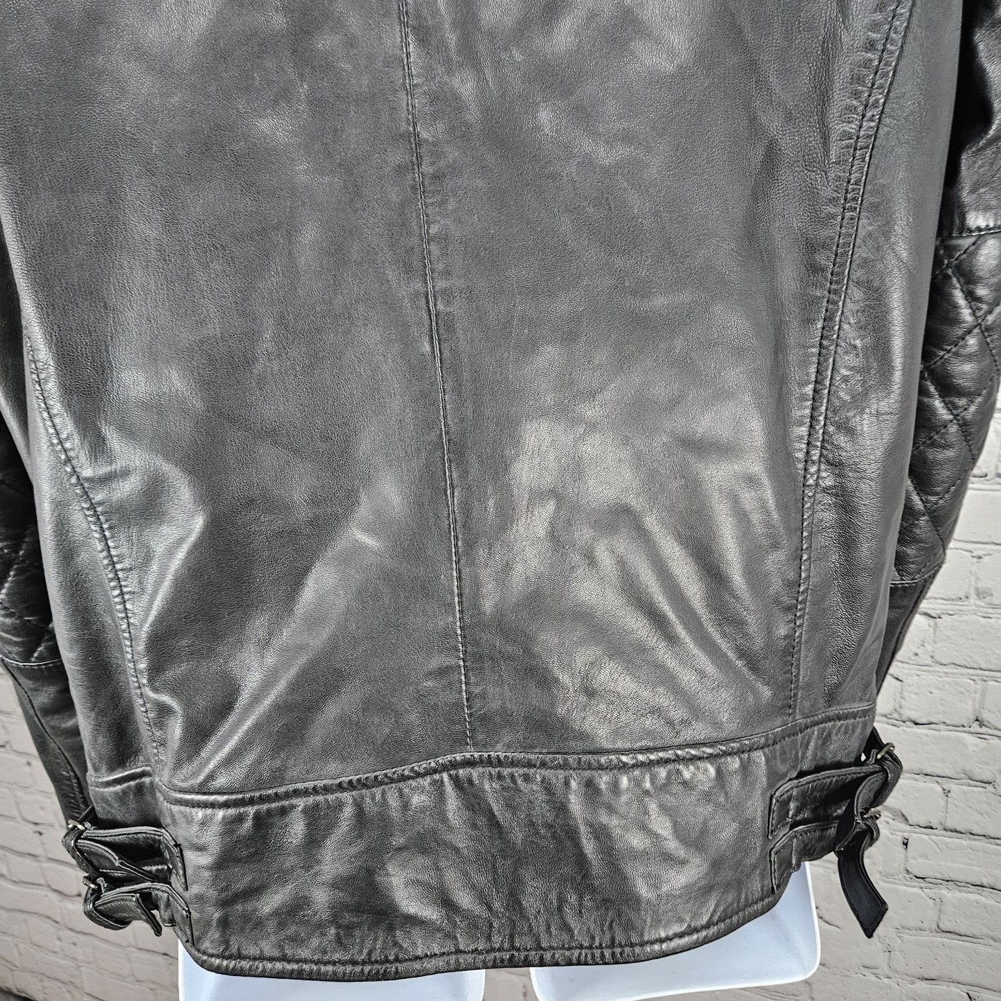Goosecraft Black Genuine Leather Jacket 982 Simpson Jr Quilted Moto Cotton Lined