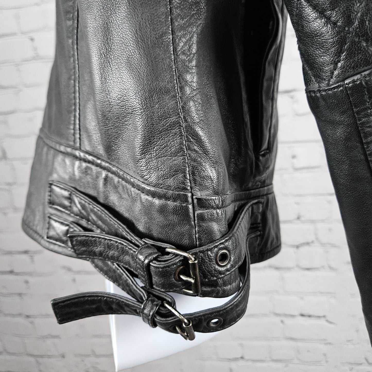 Goosecraft Black Genuine Leather Jacket 982 Simpson Jr Quilted Moto Cotton Lined