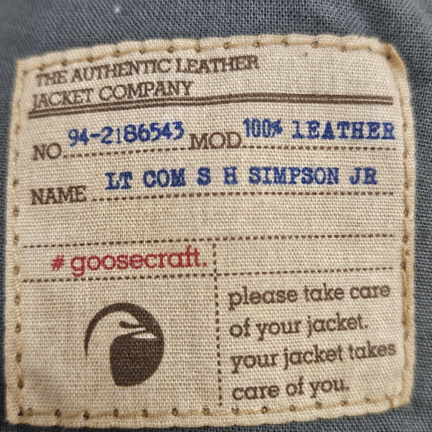 Goosecraft Black Genuine Leather Jacket 982 Simpson Jr Quilted Moto Cotton Lined