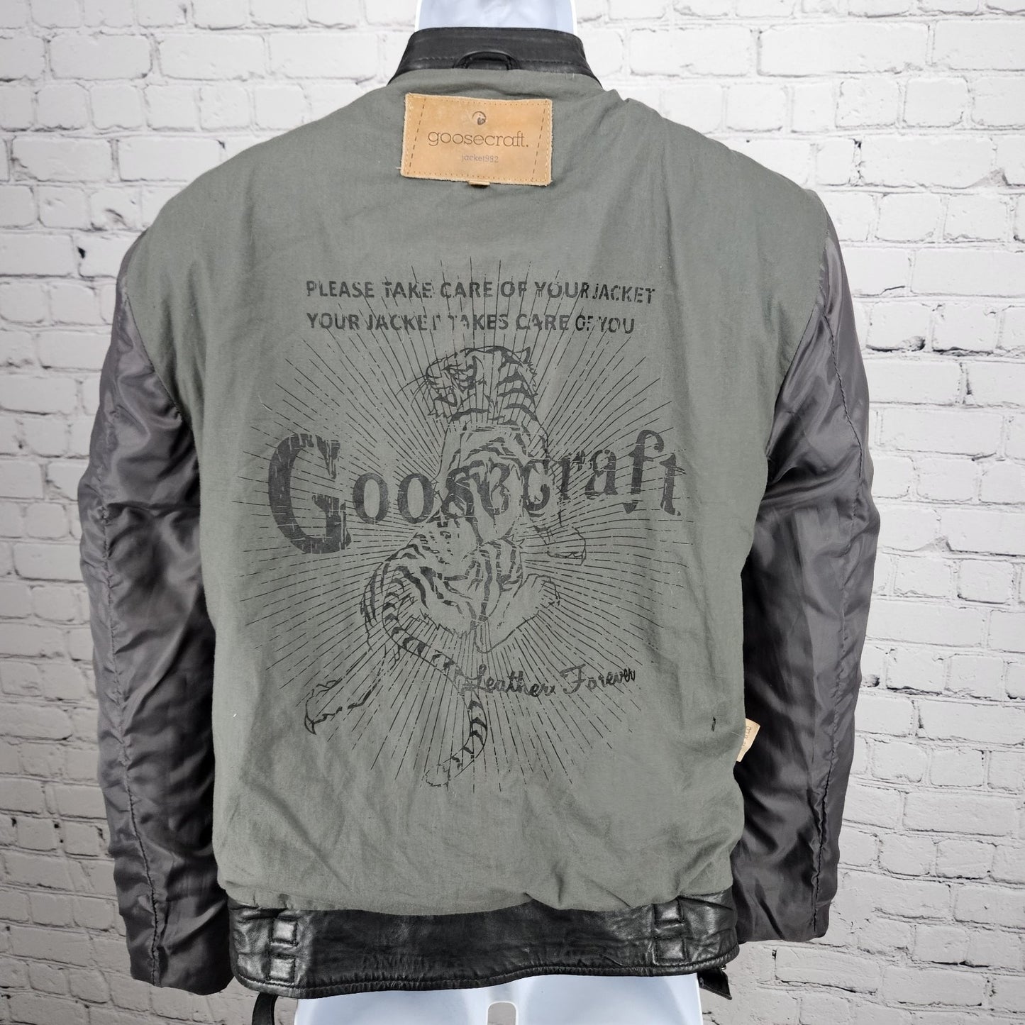 Goosecraft Black Genuine Leather Jacket 982 Simpson Jr Quilted Moto Cotton Lined