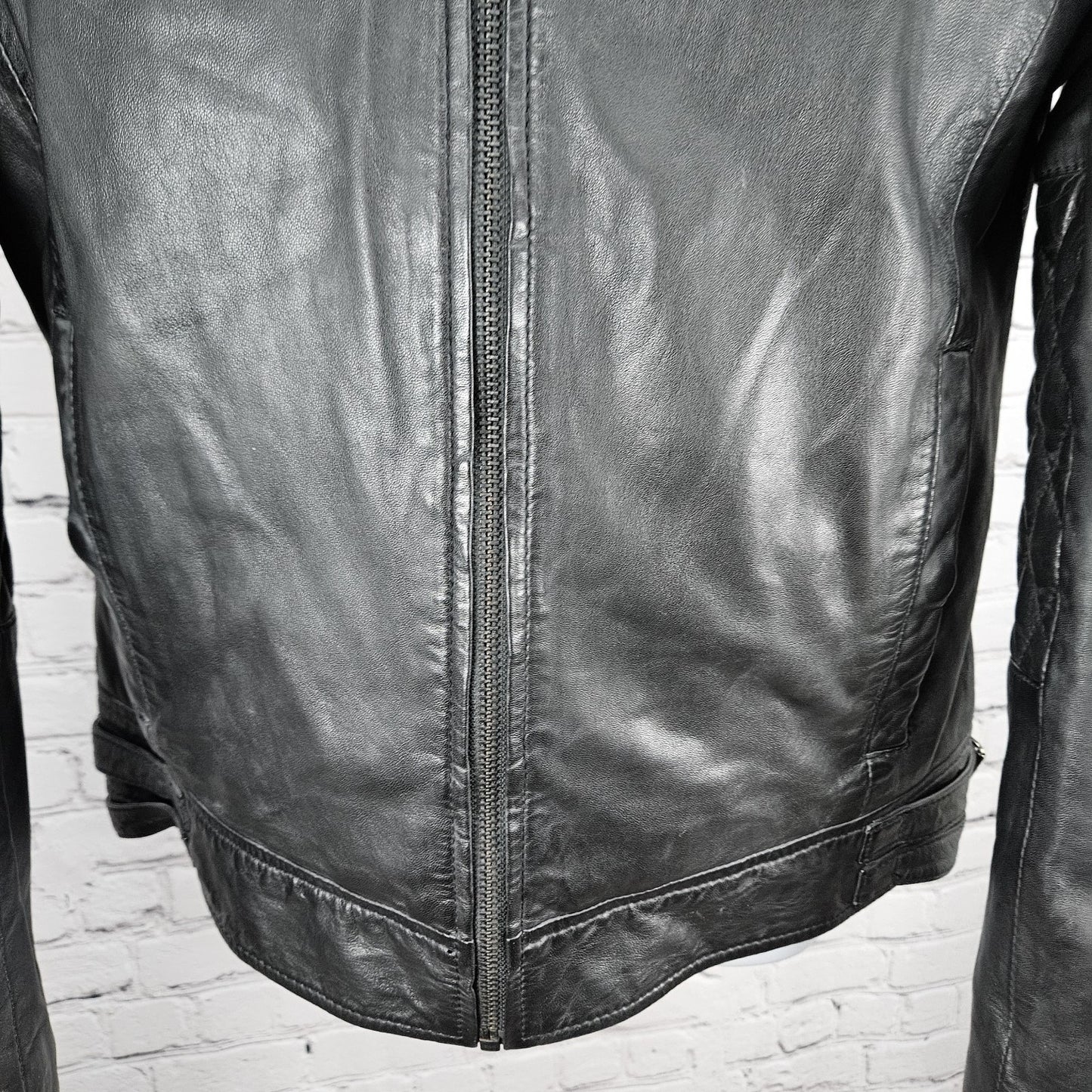Goosecraft Black Genuine Leather Jacket 982 Simpson Jr Quilted Moto Cotton Lined