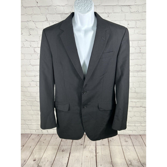 Jos A Bank 100% Wool Black W Blue Stripes 2 Button Blazer Jacket Men’s Size 40