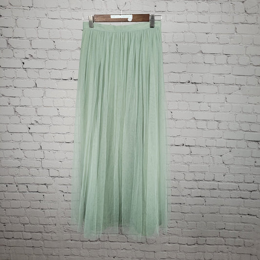 Jenny Yoo Collection Green Sheer Overlay Lined Maxi A Line Skirt Size 0 (28x37)