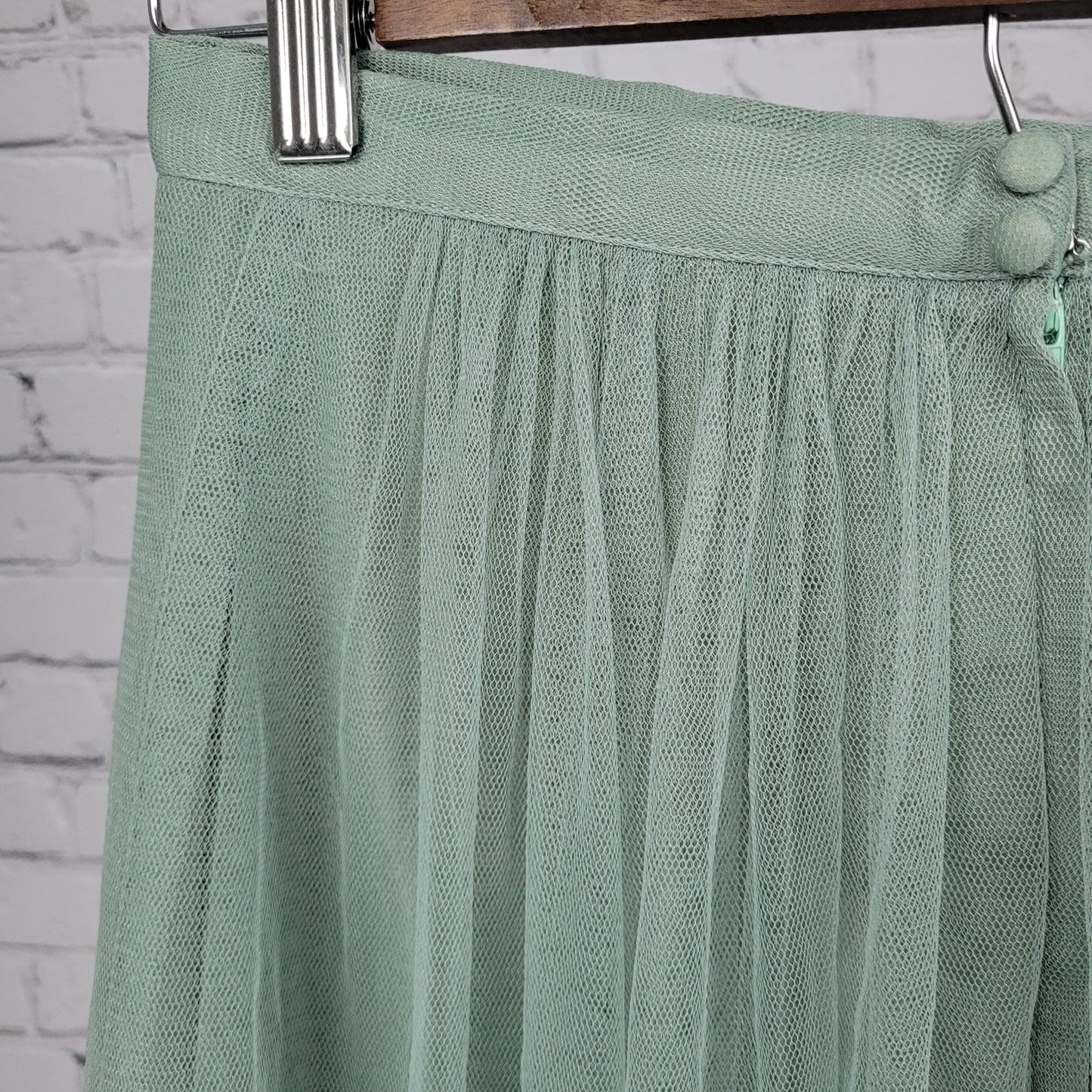 Jenny Yoo Collection Green Sheer Overlay Lined Maxi A Line Skirt Size 0 (28x37)