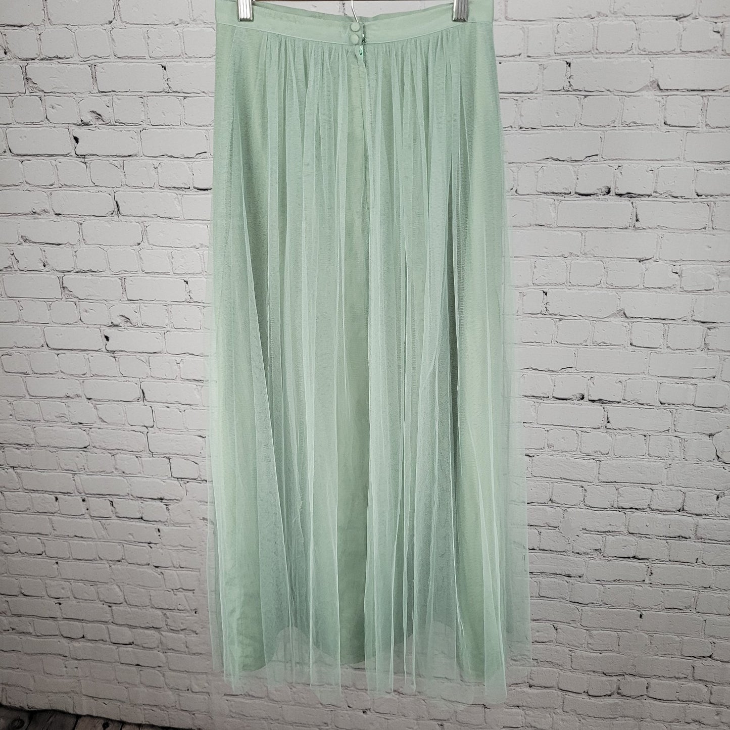 Jenny Yoo Collection Green Sheer Overlay Lined Maxi A Line Skirt Size 0 (28x37)