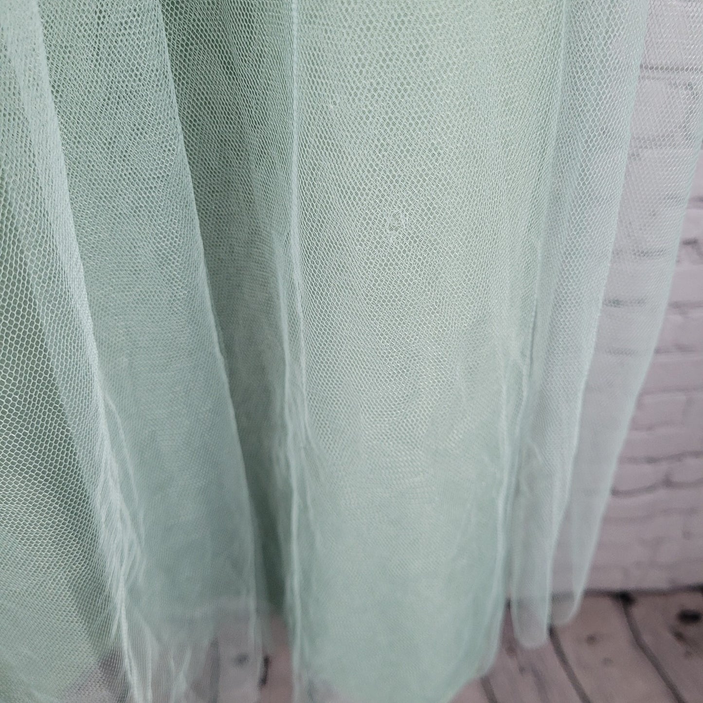 Jenny Yoo Collection Green Sheer Overlay Lined Maxi A Line Skirt Size 0 (28x37)