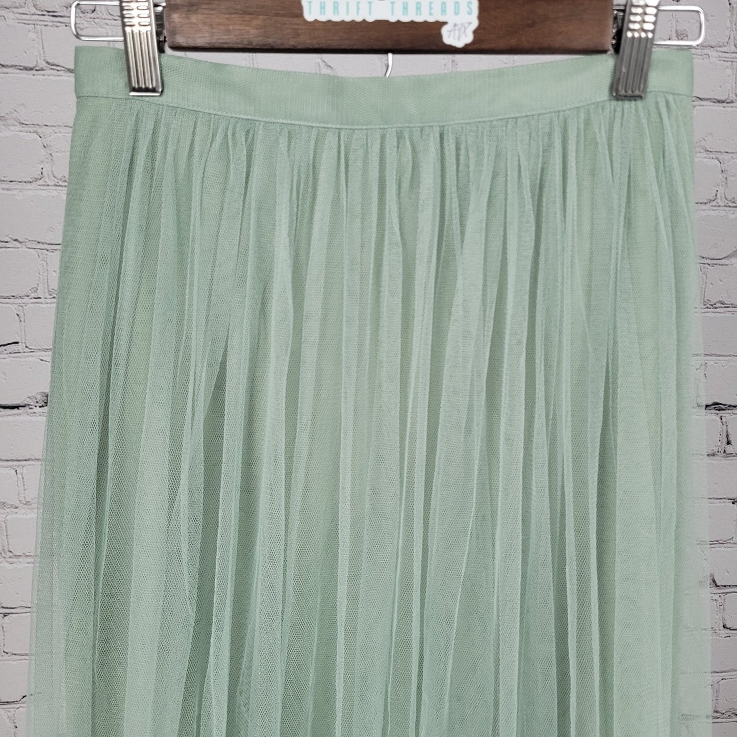 Jenny Yoo Collection Green Sheer Overlay Lined Maxi A Line Skirt Size 0 (28x37)