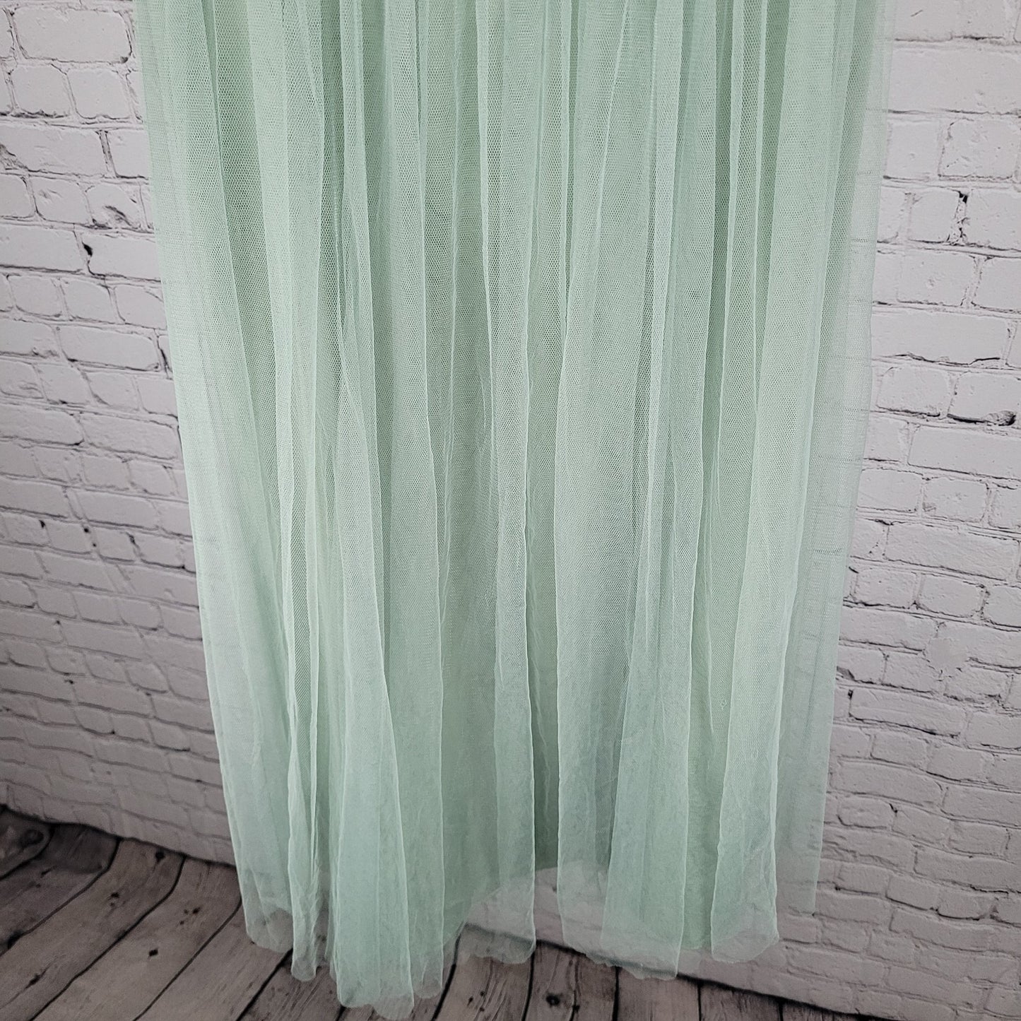 Jenny Yoo Collection Green Sheer Overlay Lined Maxi A Line Skirt Size 0 (28x37)