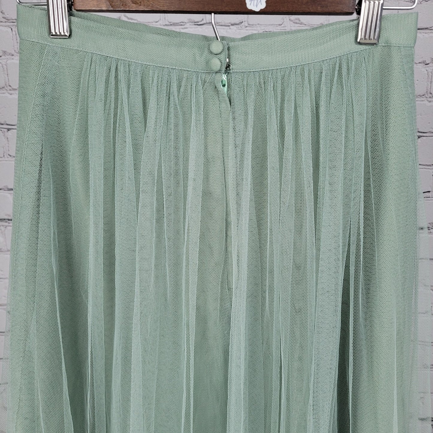 Jenny Yoo Collection Green Sheer Overlay Lined Maxi A Line Skirt Size 0 (28x37)