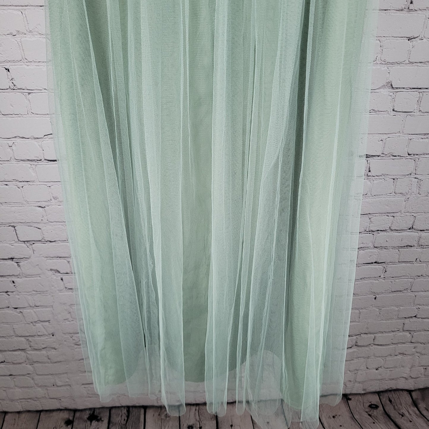 Jenny Yoo Collection Green Sheer Overlay Lined Maxi A Line Skirt Size 0 (28x37)