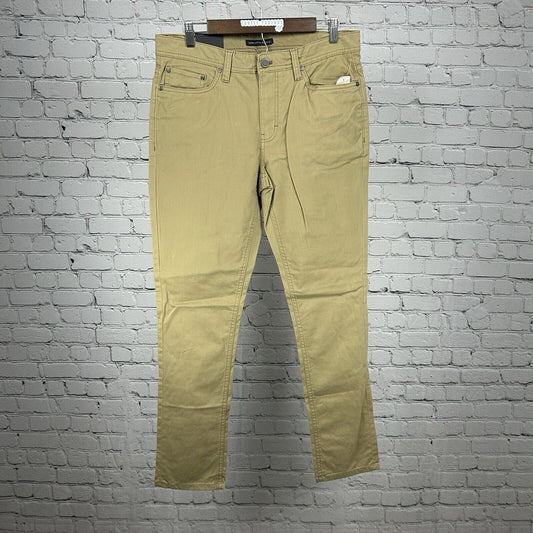 NWT Saks Fifth Avenue Khaki Cotton Blend Straight Leg Pants Mens Size (32X32)