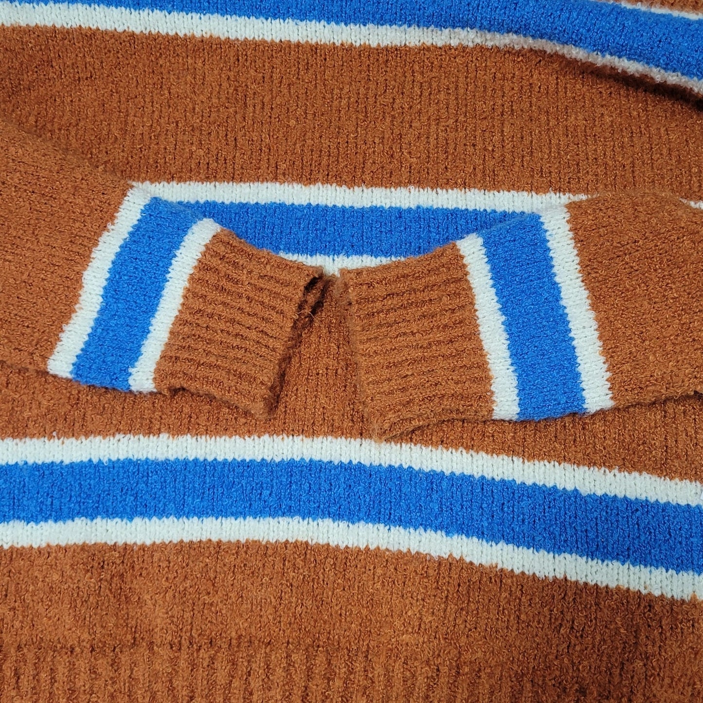NWT All The Ways Orange Blue Striped Long Sleeve Pullover Sweater Small S