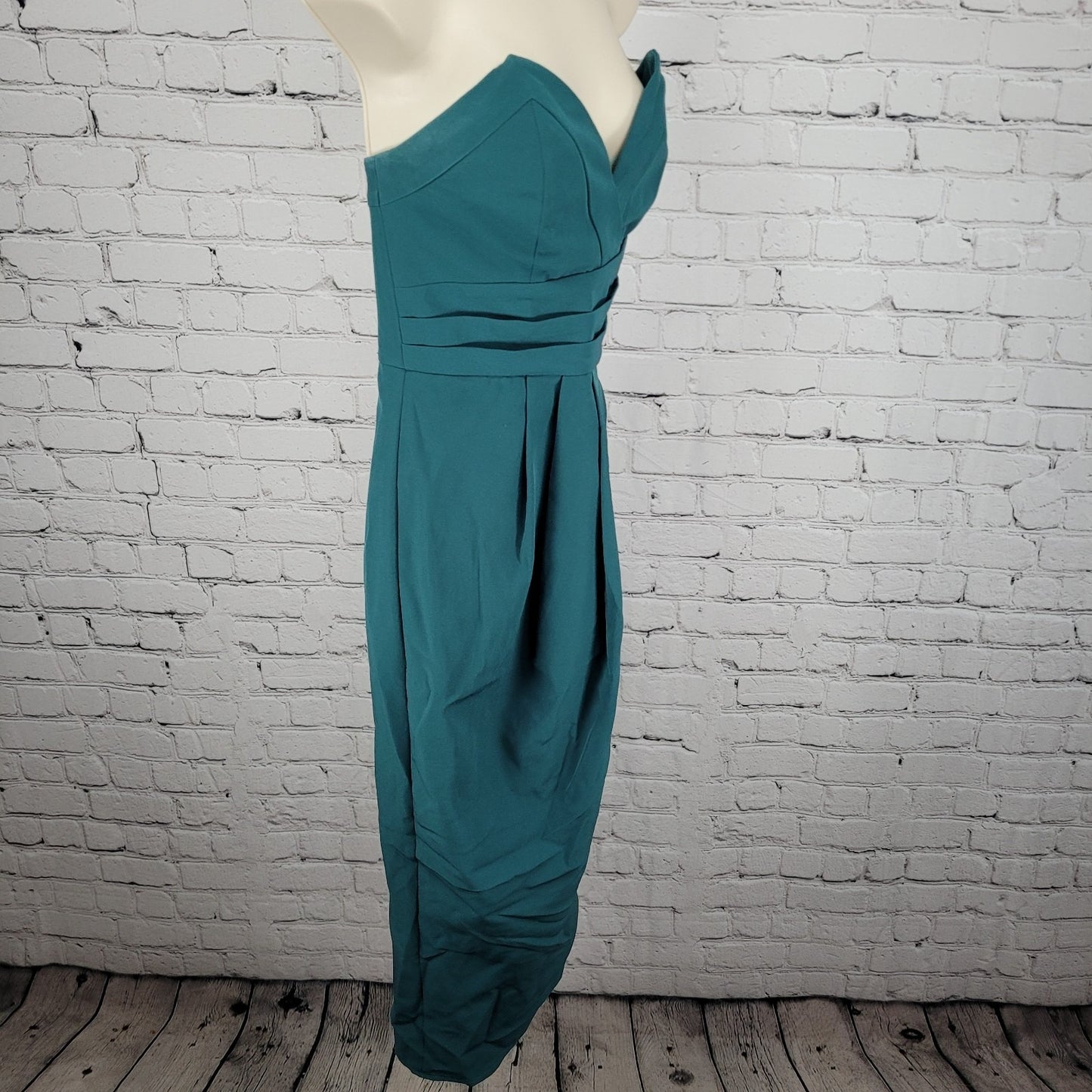 Lovers + Friends Green Strapless Asymmetric Slit Stretch Midi Dress USA Medium M