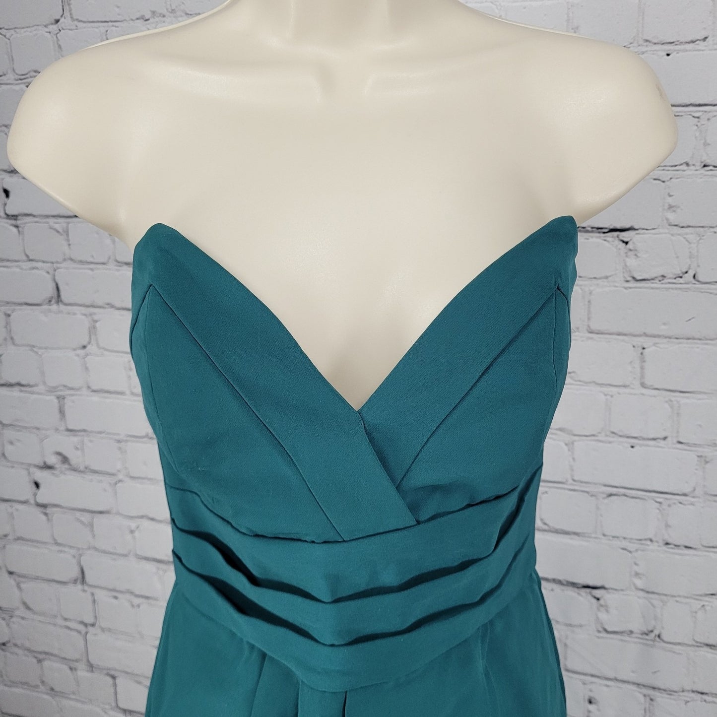 Lovers + Friends Green Strapless Asymmetric Slit Stretch Midi Dress USA Medium M