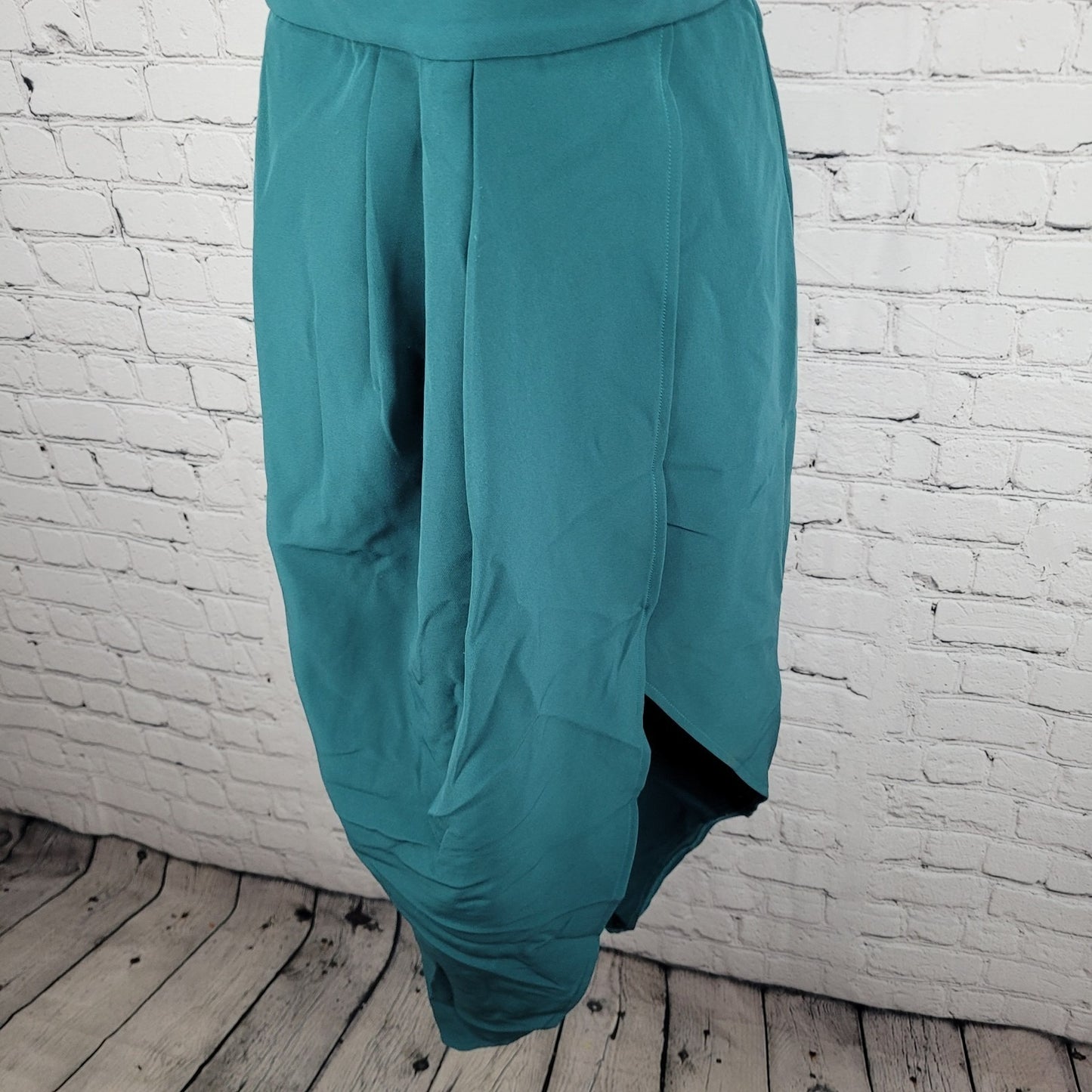 Lovers + Friends Green Strapless Asymmetric Slit Stretch Midi Dress USA Medium M