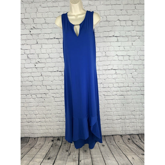 NWT Thalia Sodi April Fashion Hi-Low Blue Layered Keyhole Neckline Long Dress M