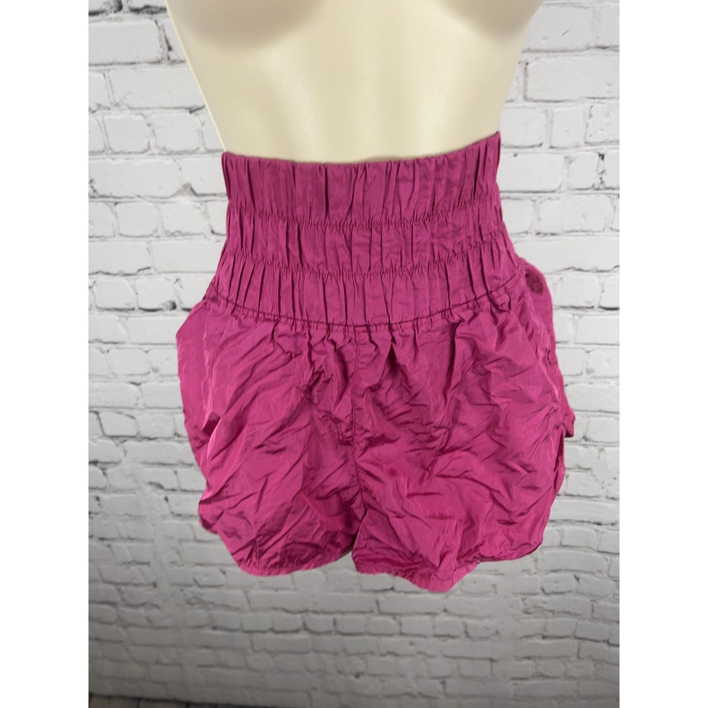 FP Movement The Way Home Magenta Smocked High Rise Running Shorts XL