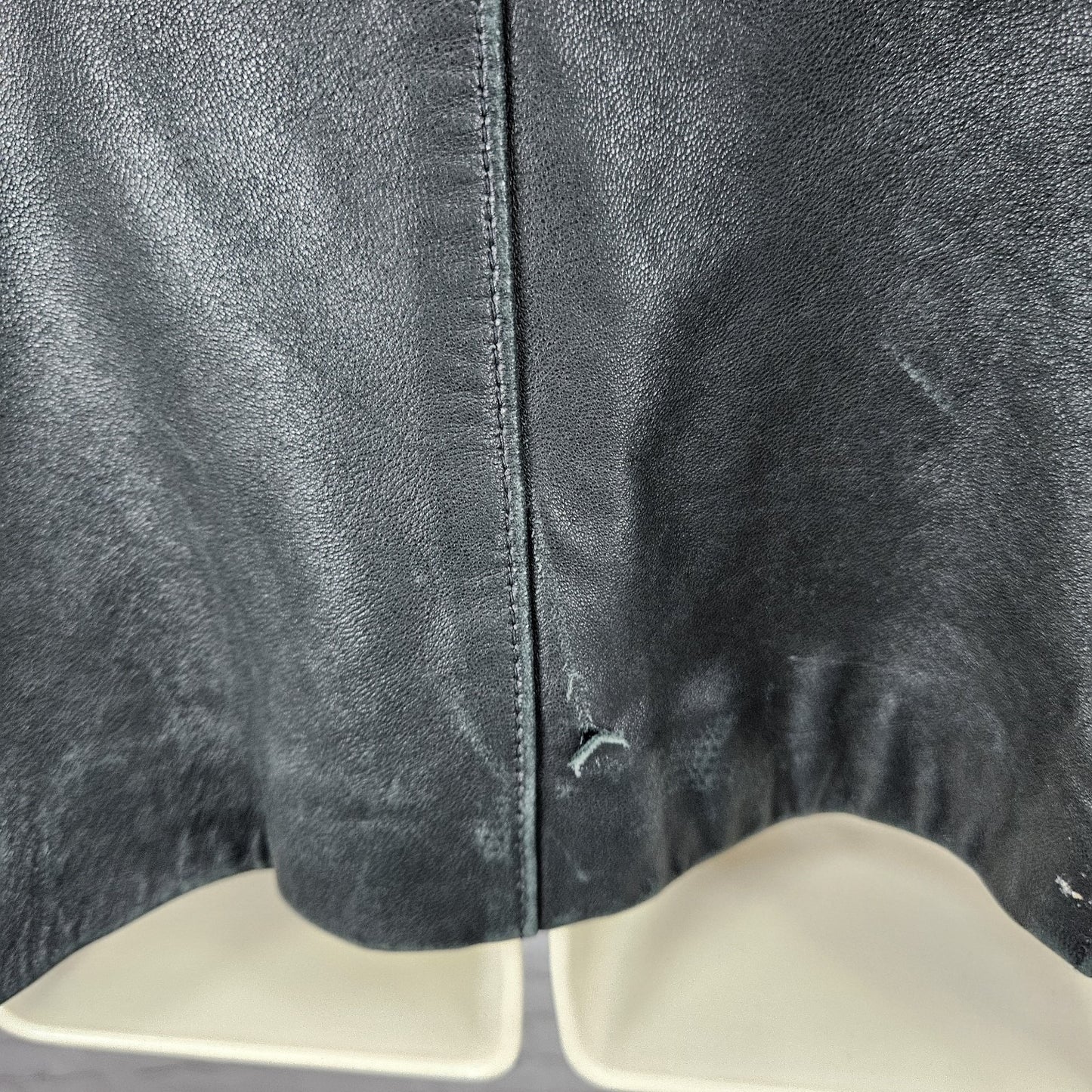Nautica Black Leather Point Collared Pockets Full Zip Lined Classic Jacket XL