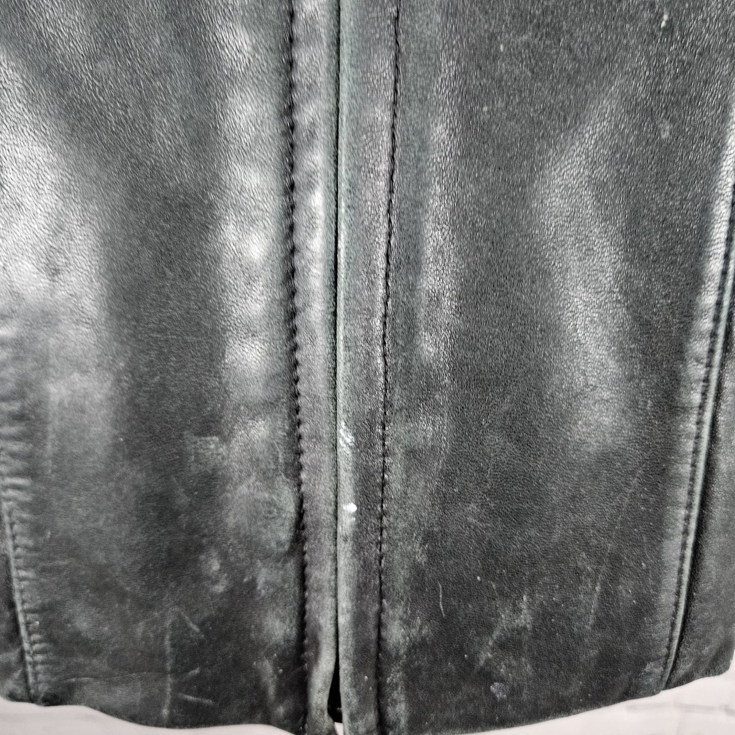 Nautica Black Leather Point Collared Pockets Full Zip Lined Classic Jacket XL