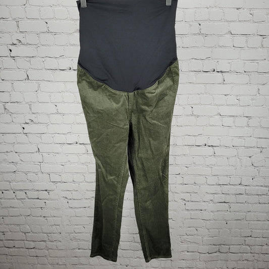NWT Loft Green Corduroy Pull On Stretch Skinny Maternity Pants Size 4P (28x26.5)