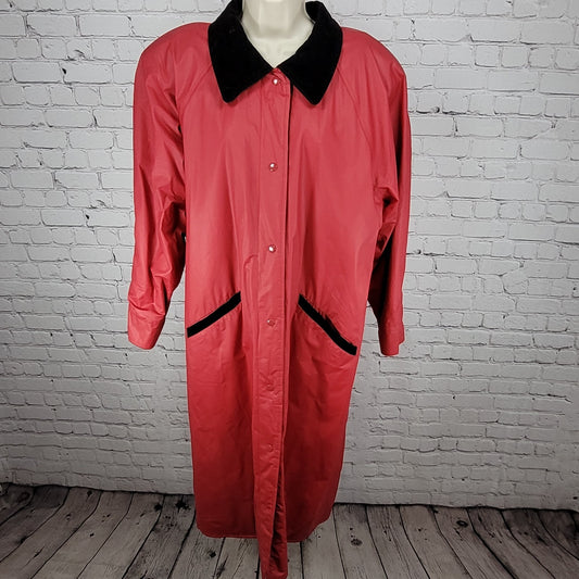 VTG Misty Harbor Red Any Weather Slicker PVC Cotton Lined Rain Coat Size Large L