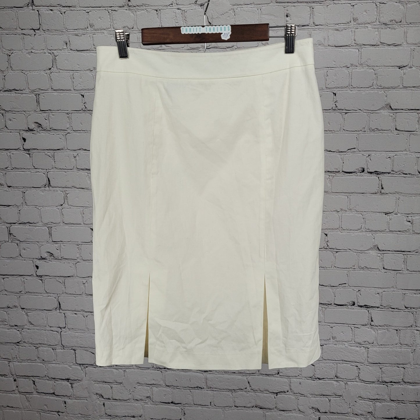 NWT Jones Wear Ivory Cream Stretch Slits Lined Zip Straight Knee Length Skirt 10