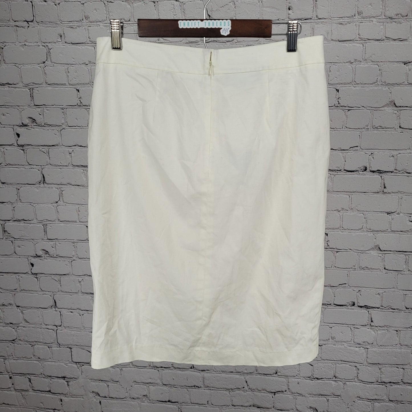NWT Jones Wear Ivory Cream Stretch Slits Lined Zip Straight Knee Length Skirt 10