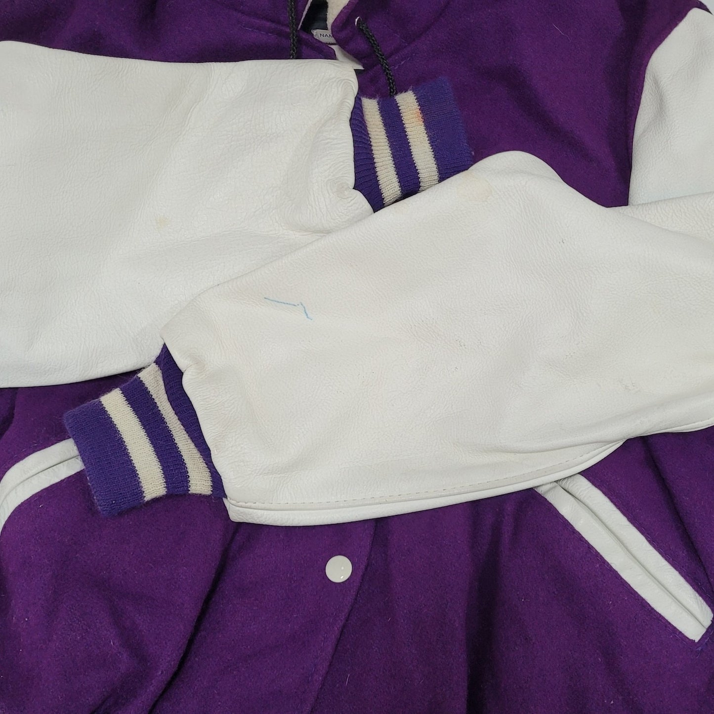VTG DeLong Retro Purple Wool Hooded Varsity Letterman Jacket USA Made Size 40