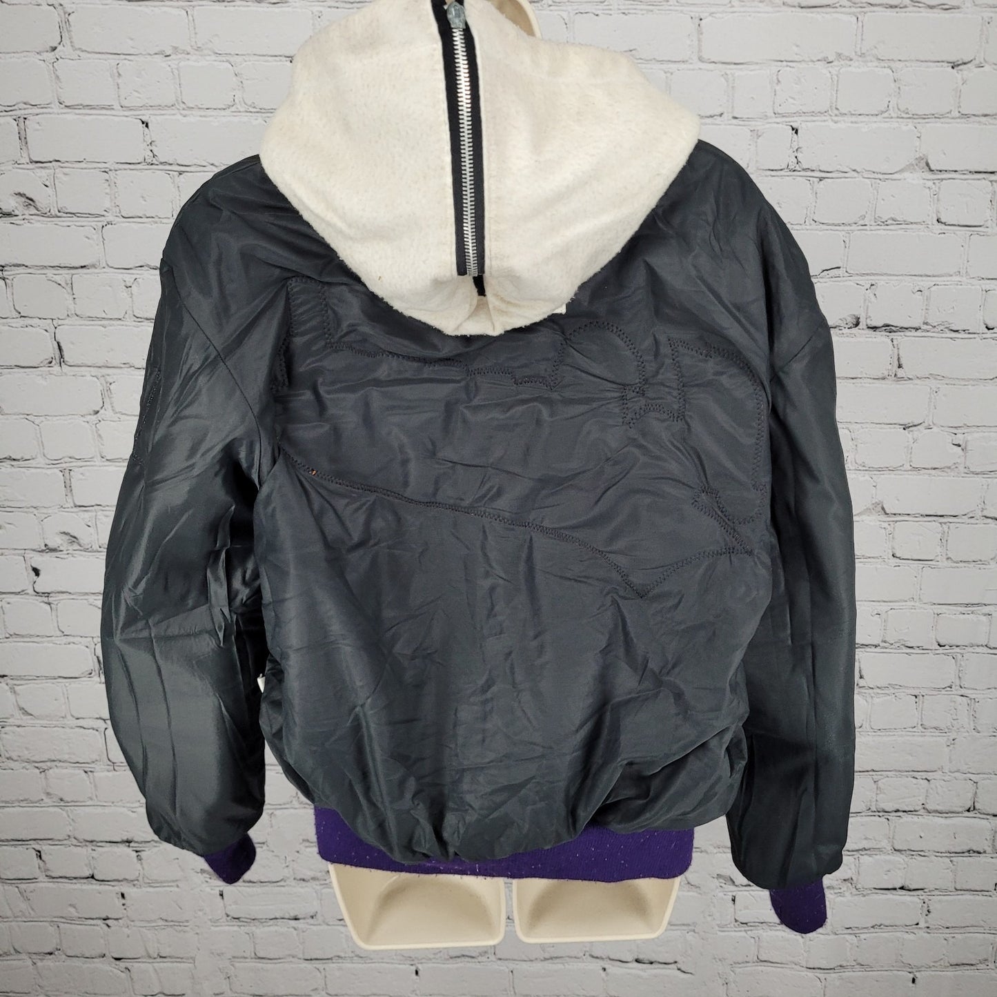 VTG DeLong Retro Purple Wool Hooded Varsity Letterman Jacket USA Made Size 40