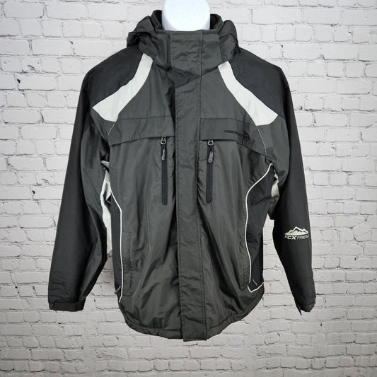 Free Country Black Grey FCXTREME Fleece Liner  Insulated Hooded Jacket Medium M