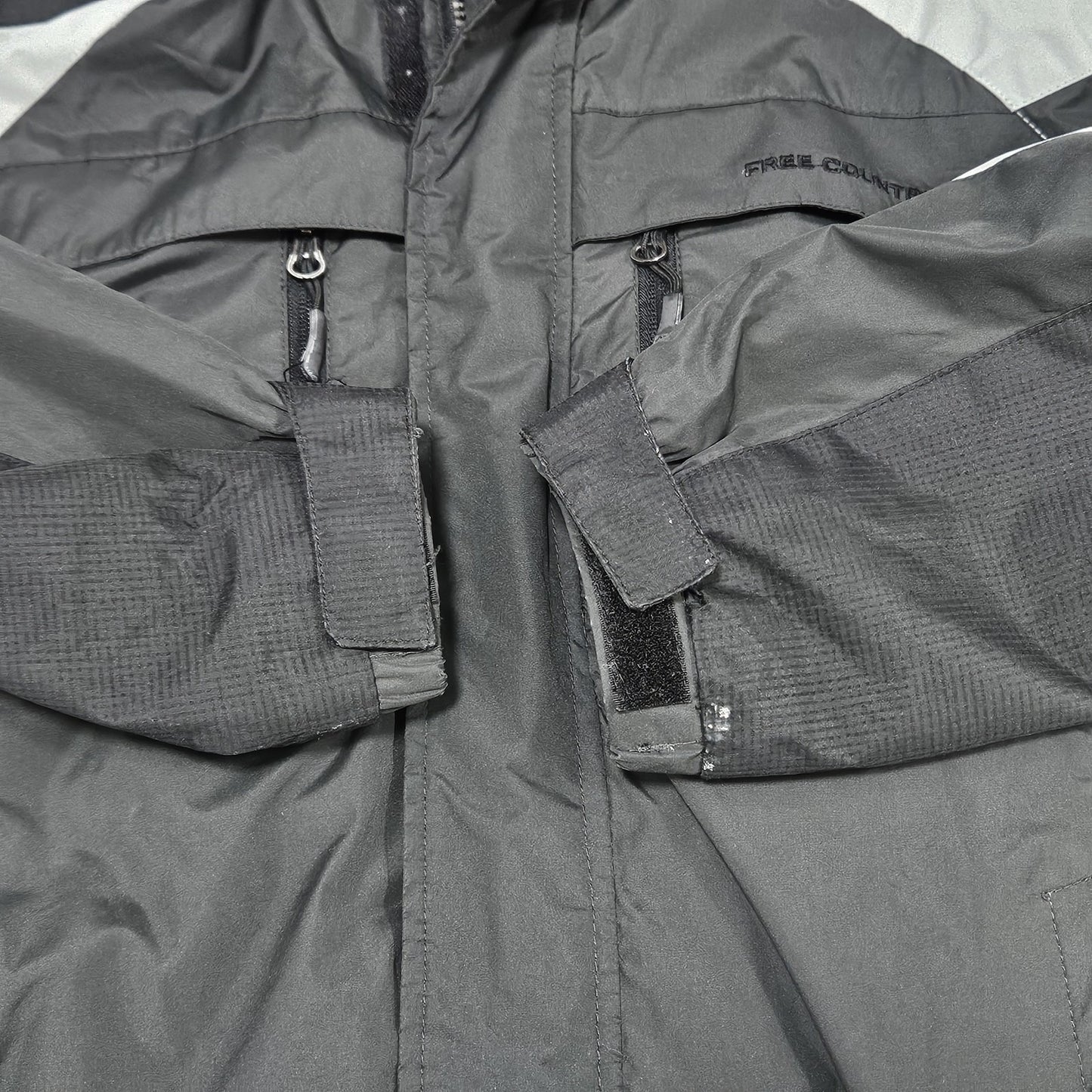 Free Country Black Grey FCXTREME Fleece Liner  Insulated Hooded Jacket Medium M