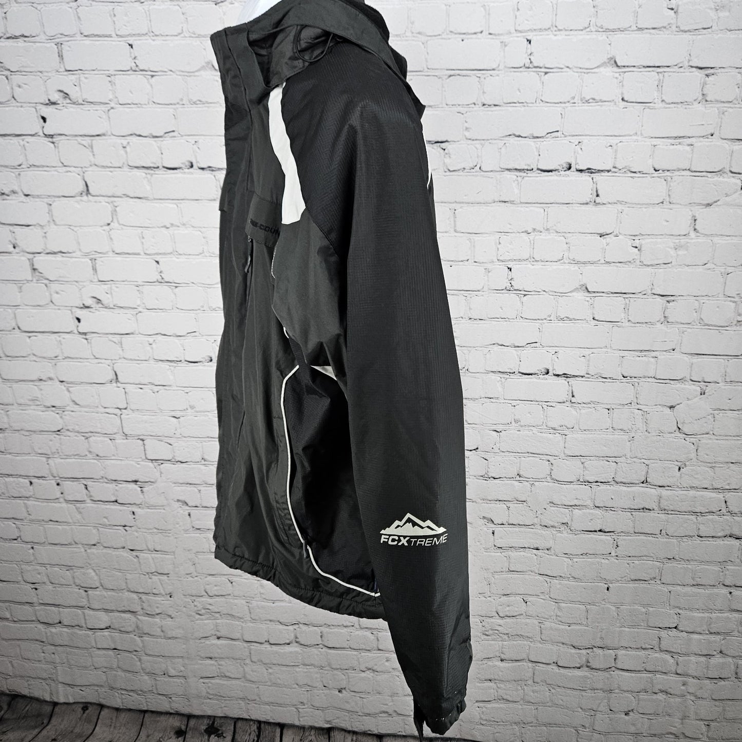 Free Country Black Grey FCXTREME Fleece Liner  Insulated Hooded Jacket Medium M