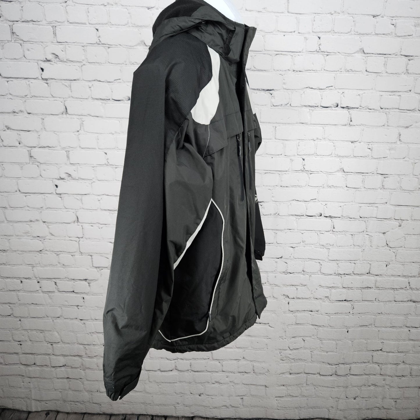 Free Country Black Grey FCXTREME Fleece Liner  Insulated Hooded Jacket Medium M