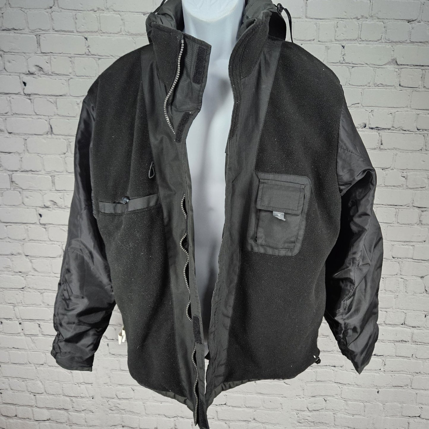 Free Country Black Grey FCXTREME Fleece Liner  Insulated Hooded Jacket Medium M