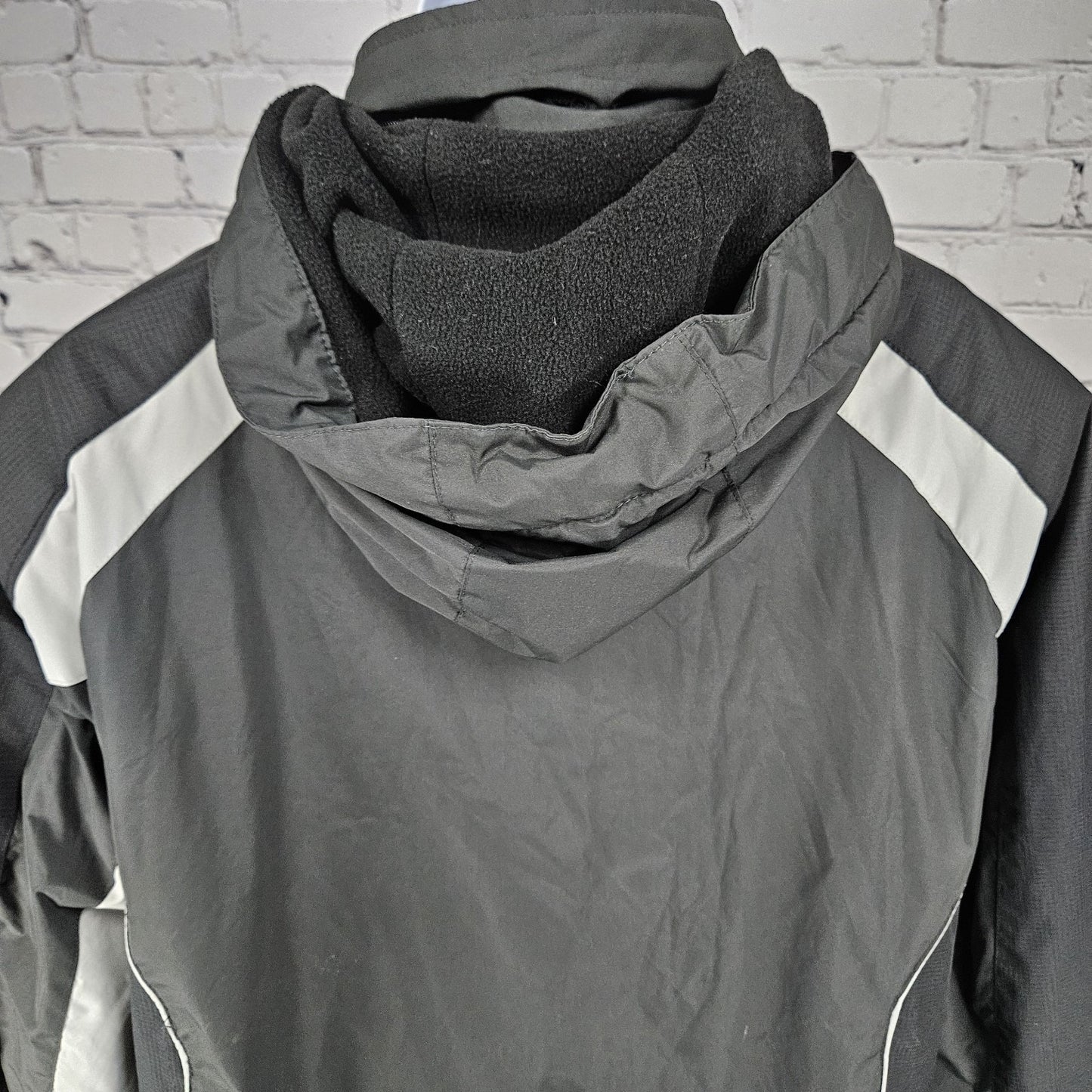 Free Country Black Grey FCXTREME Fleece Liner  Insulated Hooded Jacket Medium M