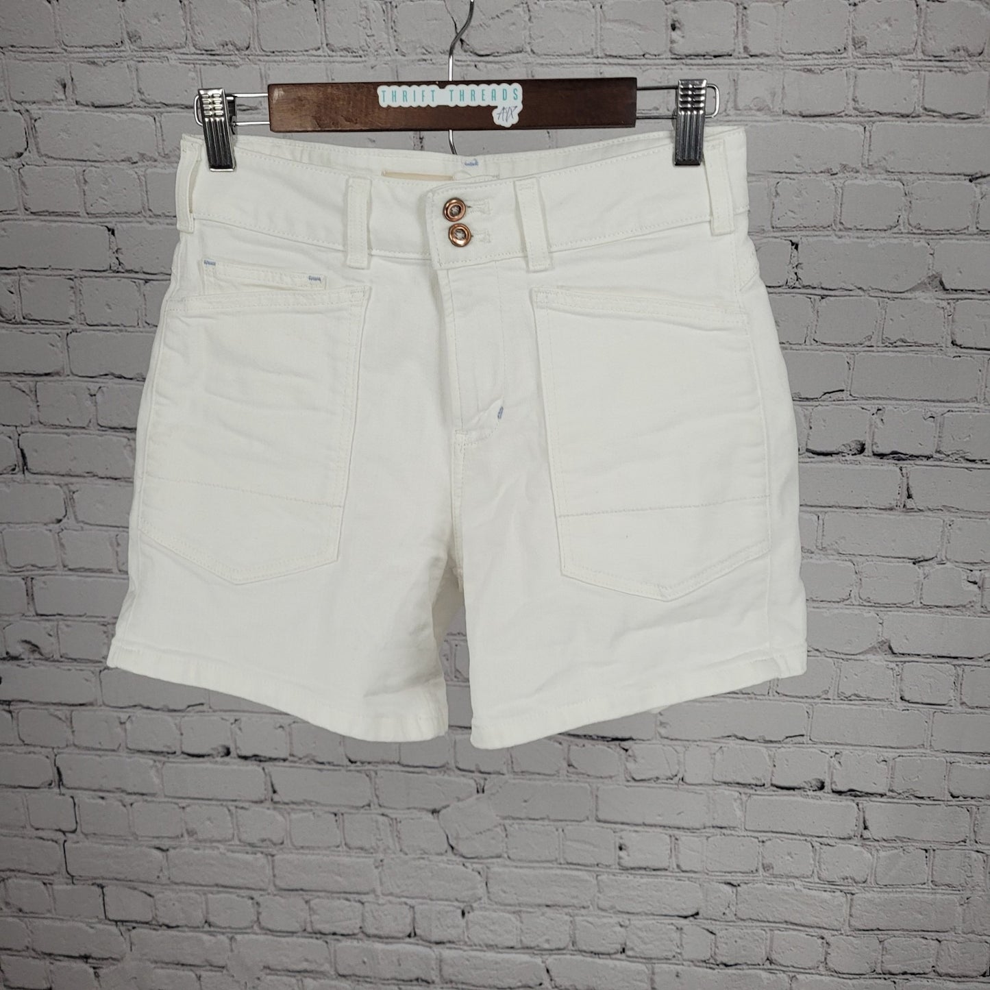 Pilcro Anthropologie White Cotton Stretch Mid Rise Shorts Size 26 (26x5.5)