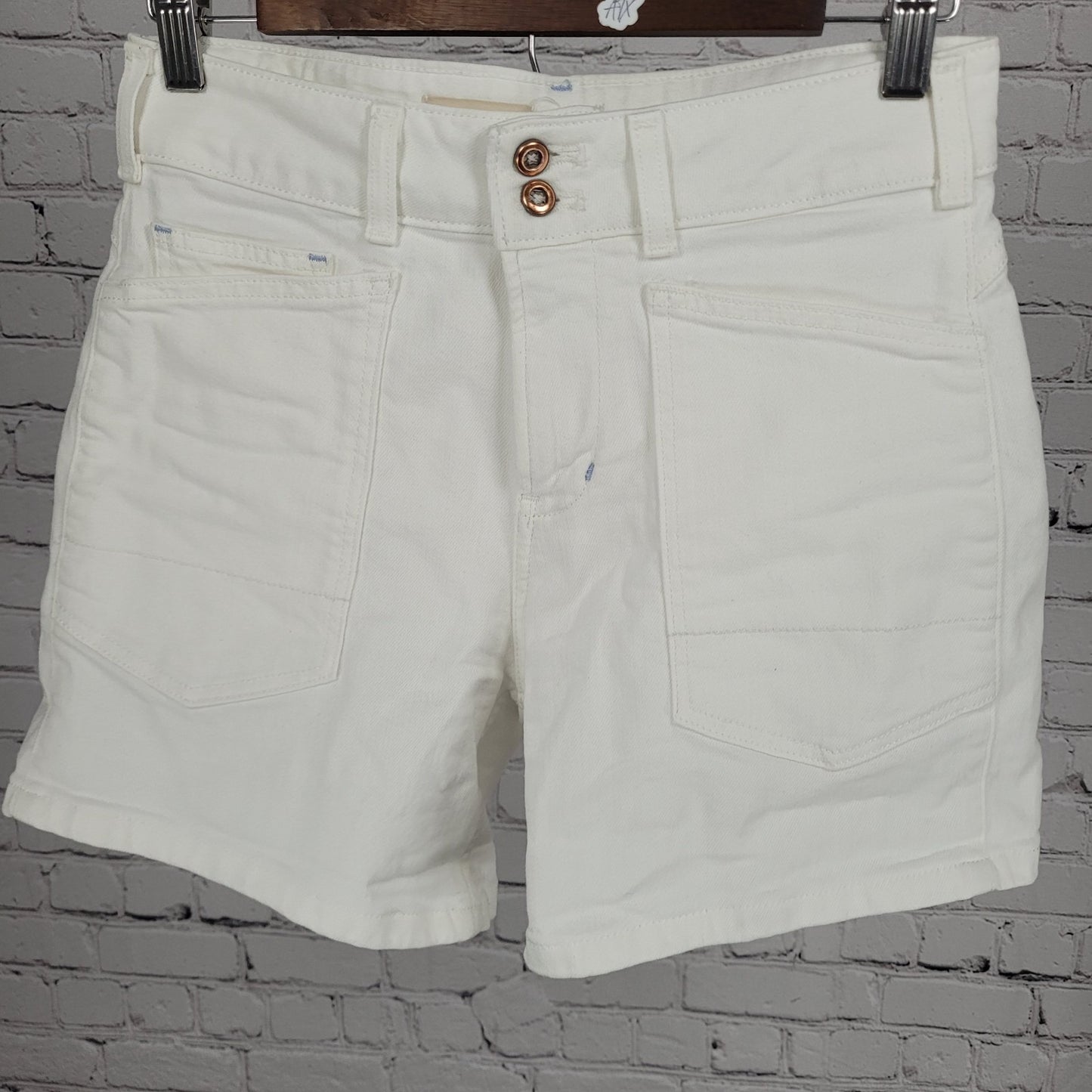 Pilcro Anthropologie White Cotton Stretch Mid Rise Shorts Size 26 (26x5.5)