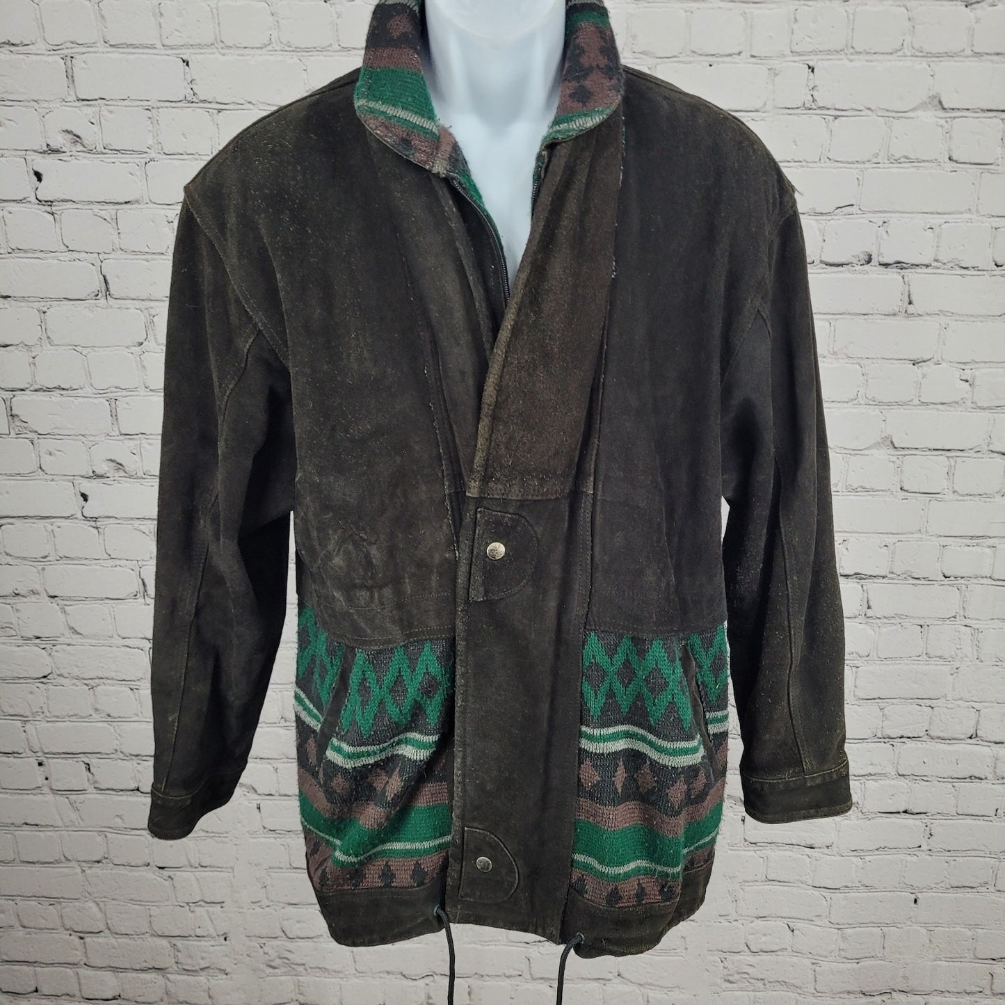 Barcelona Leather Goods Brown Suede Snap Western Southwestern Accents Jacket 44