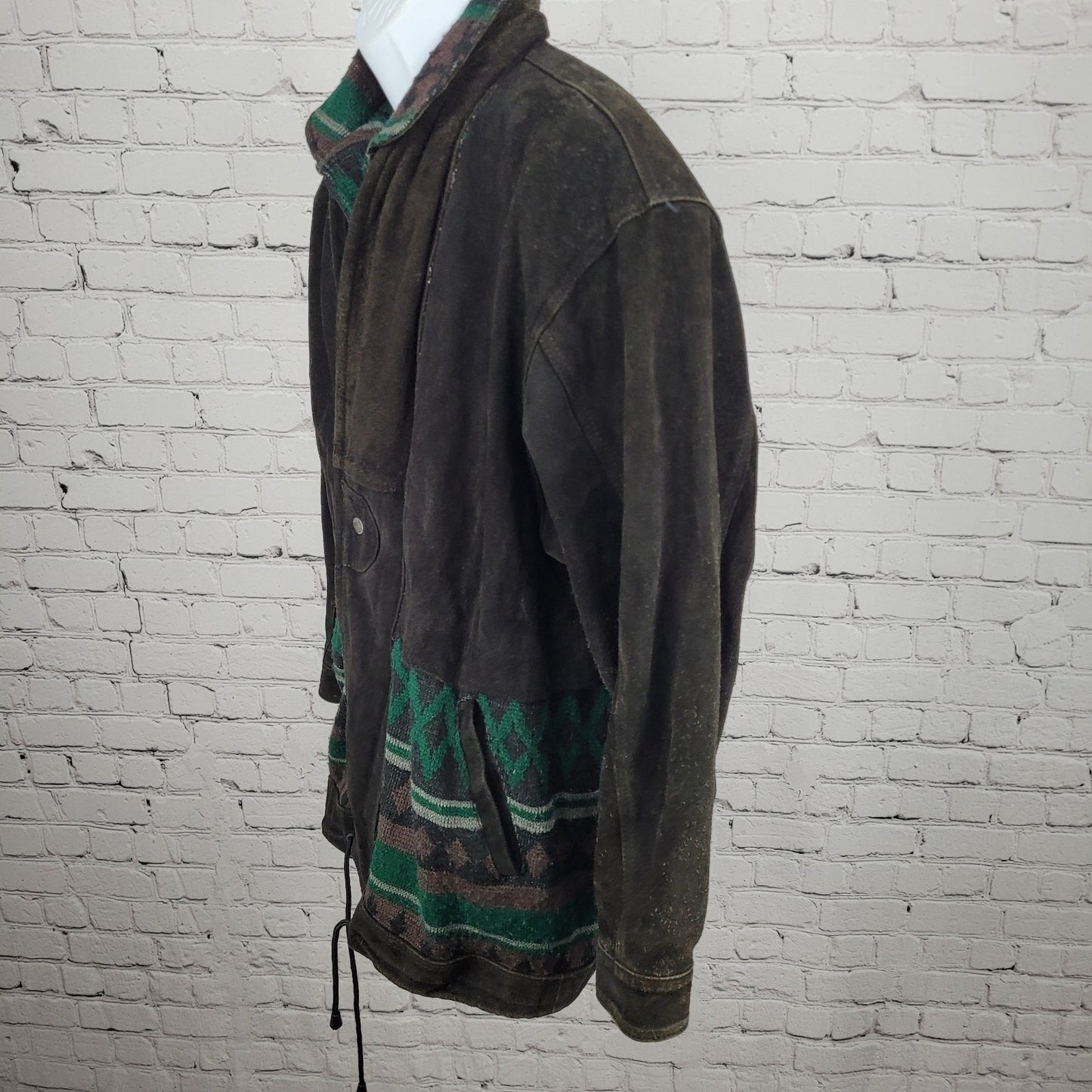 Barcelona Leather Goods Brown Suede Snap Western Southwestern Accents Jacket 44